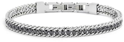 MARLU' Bracciale tennis 2,5mm con catena grumetta Unisex 31BR0002N (L: Lunghezza totale 21cm regolabile da 21 a 20 cm)
