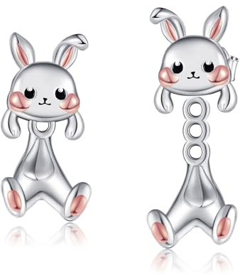 POPLYKE Kaninchen Ohrstecker für Damen 925 Sterling Silber Bunny Ohrringe für Mädchen Kaninchen Schmuck Geschenke
