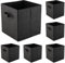 DAKFOOK Pack Of 6 Black Foldable Storage Cubes, 27 x 27 x 28 cm Fabric Cube Storage Unit Boxes with Handle, Square Fabric Cardboard Storage Boxes for Shelves