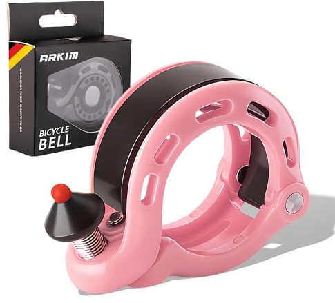 Arkim Fahrradklingel,100dB Fahrradklingel Laut,22.2-31.8mm Retro Mini Klingel Fahrrad,Aluminiumlegierung Fahrrad Klingel für Mountainbike,Ebike,Rennrad,Kinderfahrräder (rosa)