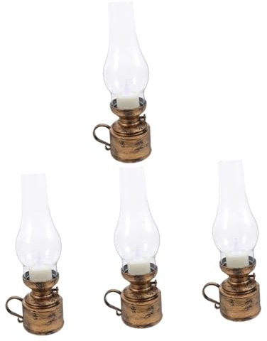 PRETYZOOM 4 Stück Retro Petroleumlampe Vintage LED Petroleumlicht LED Kerzenlampe LED Petroleumlampe Modell LED Petroleumlampe Für Zuhause Retro Kerzenlampe Zuhause LED