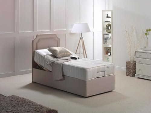 MiBed Electric Adjustable Bed with Mattress, Headboard & Drawer – Remote Control, UK Made, 5-Year Warranty (BEIGE, Standard Single, 91,4cm x 200cm)