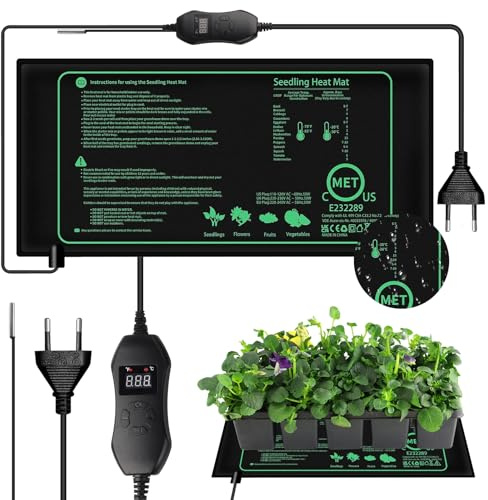 LYPPUL Heizmatte Pflanzen mit Thermostat, Reptil Dragon Temperatur Heizkissen, 50W Zimmergewächshaus Wärmematte, Sämlinge Heizmatte für Sämling Germination und Haustier(25 * 52CM)