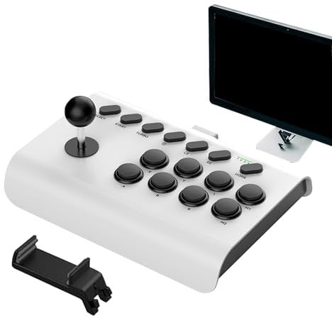 Bastón de combate arcade retro – Joystick de combate de juego arcade duradero con funciones Turbo/Macro, Joystick de arcade nostálgico para PC y consolas de juegos retro