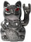 ANGRY CAT - Winkekatze Lucky CAT - rockige, winkende - Rock- japanische Winkkatze rockt - Dekoartikel Wackelfigur - Winke-Arm mit Heavy-Metal-Zeichen - 15cm, Black Shiny