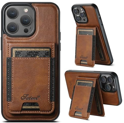AFARER Handyhülle für iPhone 13 Pro Max Hülle mit Handy Kartenetui,Kompatibel mit Magsafe Wireless Charging,Brieftasche Leather Wallet case Stoßfest für iPhone 13 Pro Max 6.7,Braun