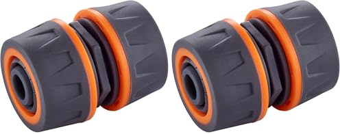GRIFEMA GE1203, Réparateur de tuyau d'arrosage 1/2 Pouces de 13 mm Universel, Connecteur de service rapide pour une installation facile, Orange/Noir, [Exclusivité Amazon] (Lot de 2)