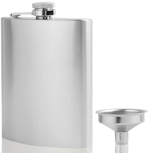 Flachmann Set aus Edelstahl 304, 8 Oz Kapazität mit Trichter - Auslaufsicher, Stilvoll und Tragbar, für Männer und Frauen, Perfekt für Outdoor-Aktivitäten und als Geschenk (Silber)