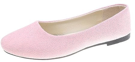 Fccrian Lässige Ballerinas für Damen, quadratischer Zehenbereich, modisch, einfarbig, bequem, stilvoll, Slipper, Ballerinas, Dolly Schuhe, bequem, Büro, Fahren, flache Schuhe, Loafers, rose, 36 EU