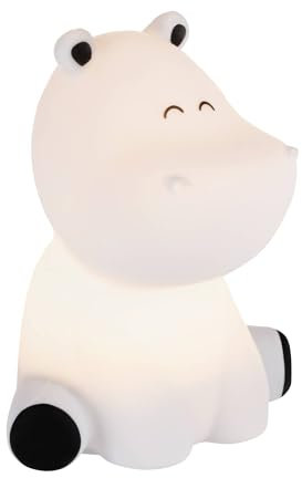 EGLO LED Nachtlicht Castellino, Akku Tischlampe Nilpferd, Kinderzimmer Deko Jungen, Silikon Nachttischlampe Kinder Baby Bett, touch bedienbar, blau, warmweiß, RGB