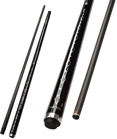 YWRU Taco de Billar Fibra de Carbono, Punta de 12,5 mm 147CM Palos de Billar 2 Piezas Palos de Piscina Profesionales de Baja desviación Pool Cue 18-20oz Opcional