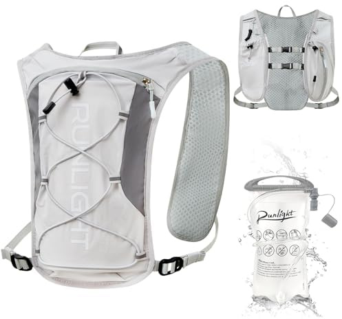 Running Vest Women Men,Night Reflective Hydration Vest Pack with 1500ml Soft Water Bottle,Adjustable Hydration Vest For Hiking Trail Cycling Marathon
