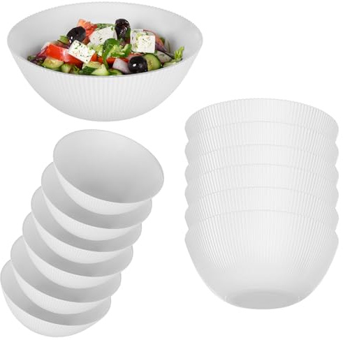 KADAX Lot de 6 saladiers blancs en verre opale de 20 cm, idéaux comme bols à céréales, bols à soupe, bols à salade, bols à dessert ou bols de service, blancs