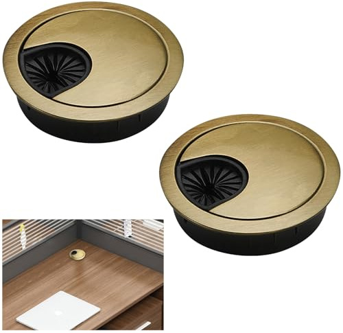 Passe Câbles Bureau,2 PCS Rangements de Câbles Câbles Ronds Encastrables pour Bureaux et Plans de Travail