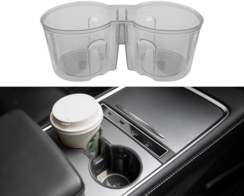 SOULWIT Cup Holder Insert for Tesla Model Y (2021-2024) & Model 3 (2021-2023), Waterproof TPU Center Console Mat Cover Case - Clear Black