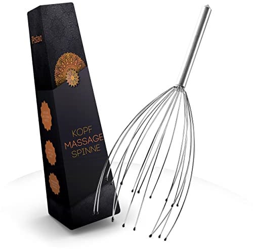 Postavo Masaje de cabeza araña – Dispositivo de masaje de cabeza con 20 dedos – Para una relajación perfecta y una mejor circulación sanguínea – Cepillo de masaje para cuero cabelludo con mango