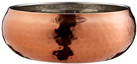 Premier Housewares Rose Gold Hammered Small Bowl of Effect, Stainless Steel, 12x12x5