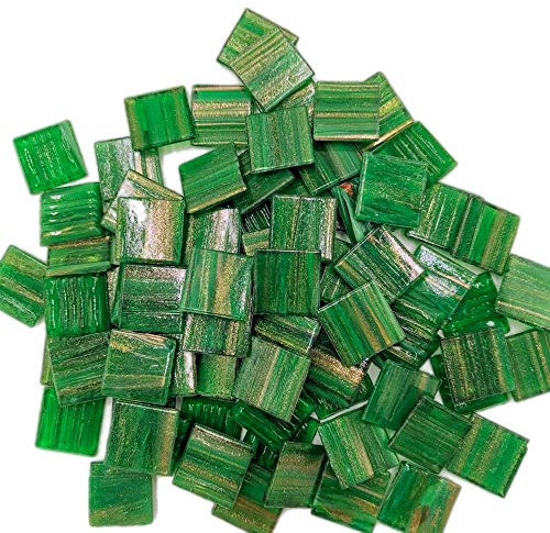 Armena Mosaikstein Grün mit Kupfer Textur 2x2cm 130g (Circa 43 Stück)