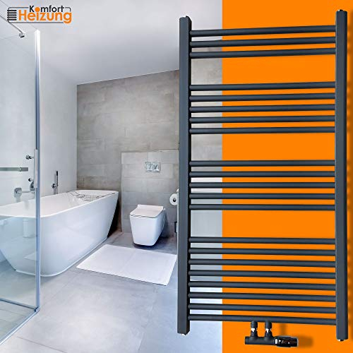 Gulfstream Komfort Badheizkörper 1600 x 600 mm in Anthrazit gerade Hochwertiger Handtuchheizkörper in Anthrazit Handtuchwärmer