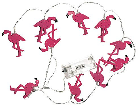 HAB & GUT LED Lichterkette LED016- Flamingo 10 Leuchten, batteriebetrieb 2X AA warm Weiss