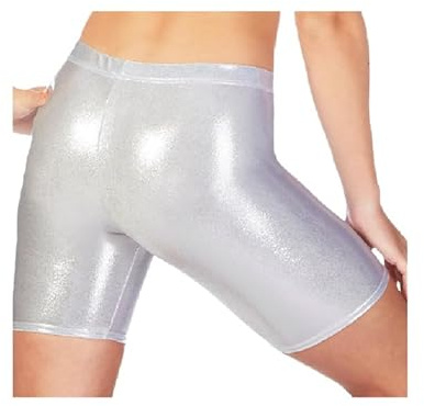BODYWEAR LTD Childrens Cycling Shorts in Shiny Metallic (Womens (Silver, 7/8 Years)