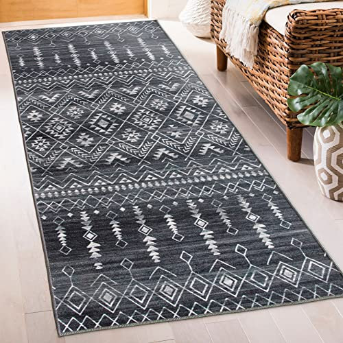 ReaLife Maschinenwaschbar Teppich Läufer - Wohnzimmer Schlafzimmer Badezimmer Küche Flur Büro - rutschfest Kurzflor Premium-Fleckenbeständig - Geometrisch Marokkanisch Diamant - Jace - 75 x 180