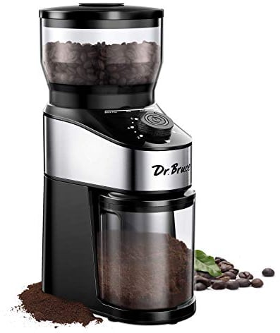 Dr Bruce Conical Burr Coffee Grinder , Electrical Coffee Mill With Precise Grind Setting from Coarse To Fine ,2-12 Cups Selection , Stainless Steal Coffee Grinder