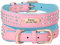 Beirui Collier pour Chien personnalisé en Strass pour Chiens de Taille Moyenne et Grande – Collier pour Chien avec Cristaux étincelants – Collier en Cuir PU résistant avec Boucle en métal (Rose, M)