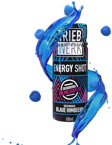 SCHUB Energy Shot, 12x60ml ; 200mg Koffein, Energy Drink mit 10 Wirkstoffen (Blaue Himbeere)