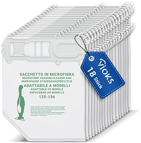 VIOKS Lot de 18 sacs d'aspirateur de rechange pour aspirateur Vorwerk Kobold 135 - Sacs d'aspirateur Vorwerk 135 VK 136 VK & Vacuum Bags pour aspirateur Vоrwеrk - Accessoires pour aspirateur avec sac