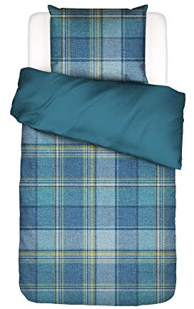 ESSENZA Bettwäsche Beau Blau Karo Muster Kariert Wendeoptik Winter Linien Flanell, Größe:155 cm x 220 cm