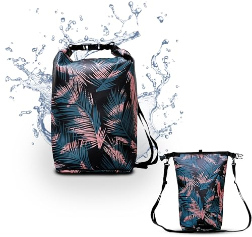 IKURI Drybag Trockentasche Rucksack Rolltop Wasserdicht aus Plane - Tasche für SUP, Surf, Kayak, Outdoor - Design Retro Palma