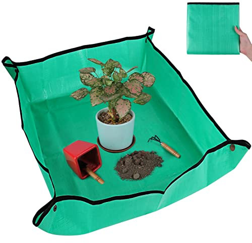 Azureblue Plant Repotting Mat for Indoor Plants Potting Soil Mix, Waterproof Plant Repotting Tray, Potting Mat Gardening Tray for Indoor Potting Succulents Cactus Orchid Pots (26.8 x 26.8)