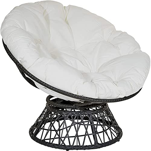 TOULIVER Papasansessel Kissen Rund Polster, Bodenkissen für Schwenksessel, Ersatzpolster für Rattan Papasansessel, Wasserdicht rutschfest Hängesessel Kissen für Indoor Outdoor,Weiß,39inch