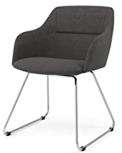 Esszimmerstuhl Stuhl Malima, Esszimmermöbel Stühle Stoff, Kufen Fuß aus Metall, Moderne Stühle Esszimmer, Schreibtisch Stuhl, Schminktisch Stuhl, Esstisch Stühle Stoff anthrazit Kufe Metall chrome