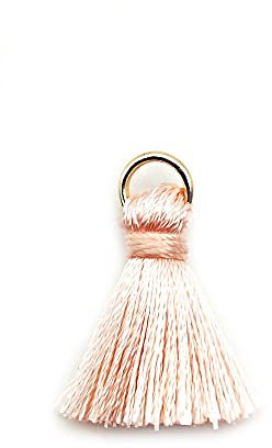 50 Stück Mini Quasten Anhänger,2cm Seidige Gerade Fransen Tassel Troddel Armband Schlüsselanhänger Basteln Quaste für Ohrringe Schmuckherstellung Taschen Lesezeichen DIY Handwerk Zubehör,Hell-Pink