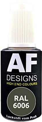 Alex Flittner Designs Stylo de retouche RAL 6006 - Gris olive mat mat - 20 ml - Stylo de réparation acrylique - Peinture de retouche pour bois, métal, meubles de salle de bain