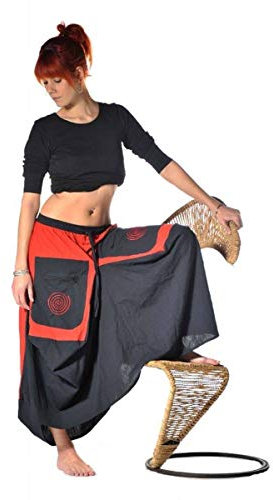 Mittelalter Rock | Jupe | Maxirock mit Taschen und interessanten Details Rot L-XL