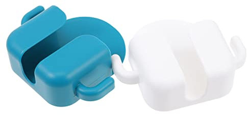 Mikikit 2pcs Box Shelf Desktop Cellphone Stand Tablet Display Bracket Phone Bracket Wall Mount Phone Charger Adhesive Holder Plate Charger Storage Rack Base White Abs Air Conditioner