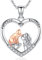 Odinstone Anhänger Katze Mädchen Kette Katze Herz silber 925 Katzen Halskette Damen Schmuck Katzenanhänger Geschenke für Frauen
