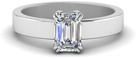 Jewelryonclick Flat Solitaire Ring for Men Women Sterling Silver Created Cubic Zircon Emerald Shape White Color Solitaire Rings Prong Setting in Size Z SR-D170-EMERALD-WCZ_Z_A