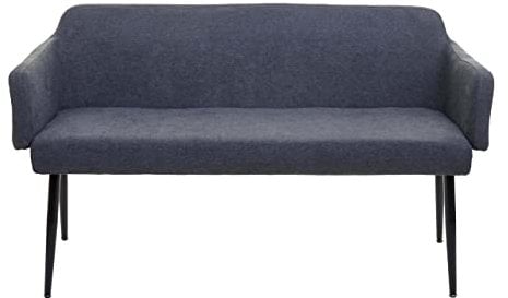 Mendler Sitzbank HWC-L13, Esszimmerbank Bank Polsterbank Garderobenbank Rückenlehne Armlehne Stoff/Textil 133cm - anthrazit