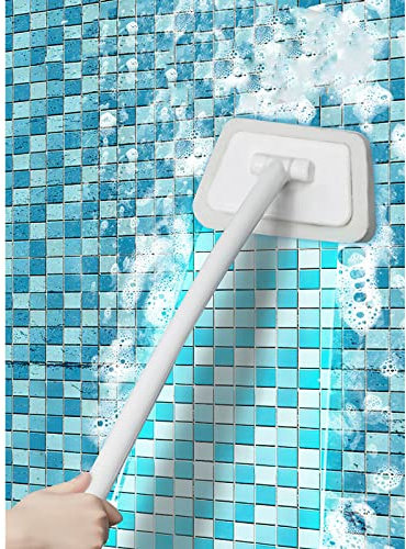 Bathtub Cleaner with Long Handle - Multifunctional Wall Tile and Floor Brush, Window Glass and Sponge Cleaner, Removable Bathtub Brush
