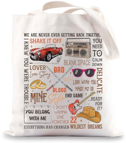 BWWKTOP Singer Album Canvas Tote Bag Tour Gifts Song Lyrics Shoulder Bag Merchandise, We Are Never, Large
