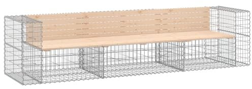 Tidyard Gartenbank aus Gabionen Eckbank Mittelbank Gabionenbank Bank Sitzbank Parkbank Gabione Steinkorb Drahtkorb Gabionenkorb Ruhebank Garten Balkon Bank 287 x 71 x 65,5 cm (B x T x H) Stahl
