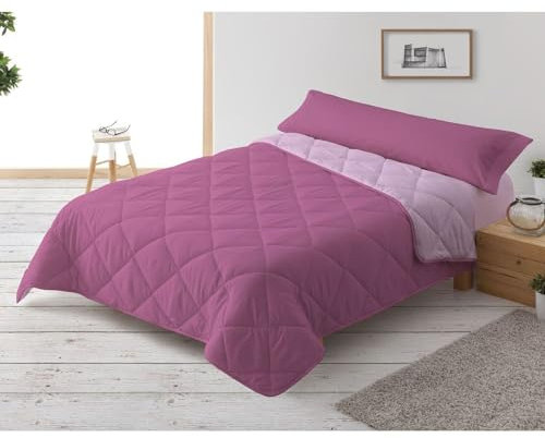 Donegal Collections - Edredón Nórdico 300 gr/m² Reversible Bicolor, Relleno Nordico 150x220 cm, Edredón Cama 90, Color Rosa, Edredón Otoño-Invierno Suave, 100% Fibra y Antiácaros