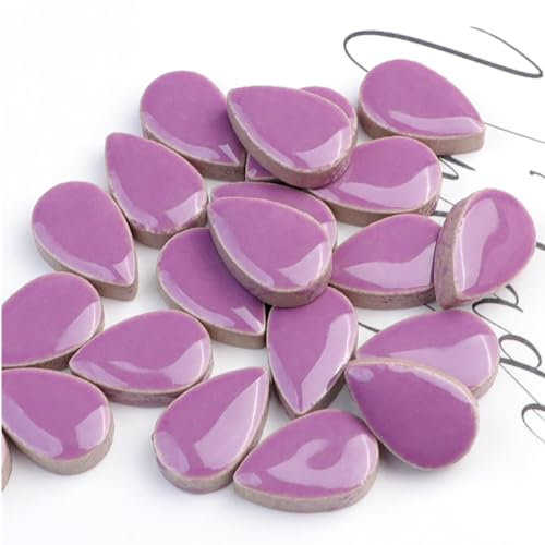 500 g Regentropfen Keramik Mosaikfliesen für DIY Handwerk Heimdekoration 1,2 x 1,9 cm DIY Mosaik Fliesen Kits für Bastelplatten Blumentöpfe Vasen Tassen Mosaikherstellung Zubehör Kunstprojekte (lila)