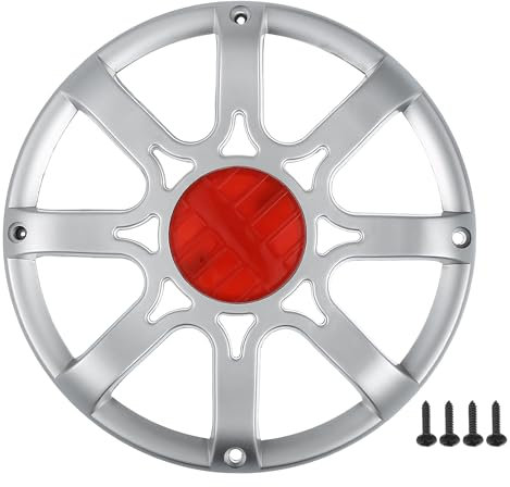 A ABSOPRO 6 Auto-Lautsprecher-Gitterabdeckung rund mit Schrauben Silberton - 1 Stück