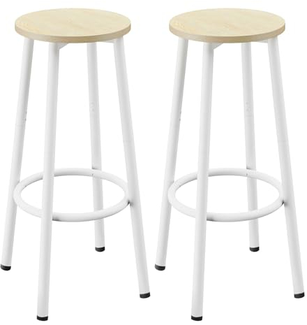 YMYNY Juego de 2 Taburetes de Bar, Taburete de Encimera de Cocina con Reposapiés, Estilo Industrial, Adecuado para Cocina, Restaurante, Sala de Fiestas 30×30×64CM Color Natural HBS512R