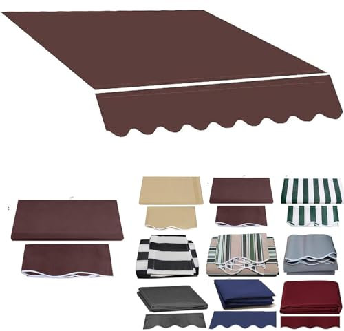 Ersatzstoff für Outdoor-Markise (ohne Rahmen), Regenschutz und lichtbeständig, langlebig, Sonnensegel, Segeltuch für Laden, Deck, Garten, Markise (Größe: 6 x 3,5 m, Farbe: Braun)